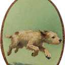 Vintage Dog Oval Framed Wall Art, Dog Lover Gifts Canvas Art Wall DecorCute Cottage Hanging Decor Painting Artwork for Home Bedroom Bathroom Hallway Living Room Office Decorations 8.3x12inch