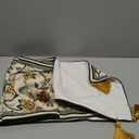 ISAENNE Designer Vintage Beige Linen Table Runner 87 Inches Long, Elegant Floral and Bird Pattern Decor Table Runners for Dining Tables, Thanksgiving,Christmas, Banquet,Party,12"*87"