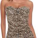 RELLECIGA Women's Ruched Tankini Top, Leo,  Size XL