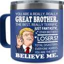 Christmas Brother Gifts - Brother Mug - Birthday Gifts For Brothers, Big Bro, Old Sibling From Sister, Younger - Christmas Gift Ideas For Bro, Brothers Adult - 14 OZ Stainless Steel Tumbler