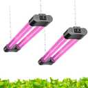 Hlite 16inch 2 Pack LED Grow Lights - Linkable Grow Lights for Indoor Plants, Full Spectrum Plant Lights Plug and Hanging Design with On/Off Switch Hanging Grow Light from seedling to Flowering, Black