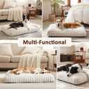 Dog Beds Large Sized Dog, Flat Pet Beds with Removable Washable Cover, Pet Mat Cute Pet Crate Bed Thick Shredded Chopped Crate Foam & Anti Slip Bottom for Indoor, 35"x23"x4" Cream