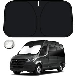 Bestview Windshield Sun Shade for 2007-2024 Mercedes Benz Sprinter, Front Window Sunshade Sun Visor Protector Block UV Rays Heat, Foldable 3 Layers 210T Material