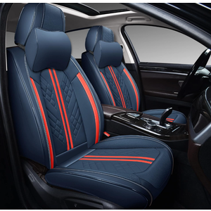 GXT Car Seat Covers Front Seats Only, Front Car Seat Covers 2 Pack, Premium Faux Leather Car Seat Cushion - Universal Fit for Most Sedans SUV Pick-up Truck with Headrests(Blue and Red Strip)