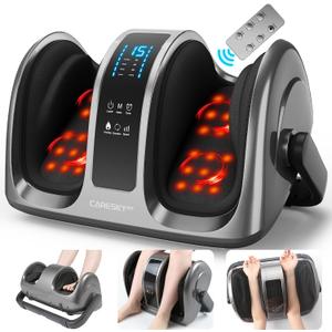 CARESKY Shiatsu Foot Massager with Heat and Remote-FSA Eligible HSA Electric Deep Kneading Foot Massager for Neuropathy, Plantar Fasciitis, Massage Feet/Leg/Calf/Ankle, Gifts for Women and Men, Gray 