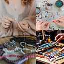 Natural Stone Beads 100pcs 8mm Round Stone Beading Loose Color Mixed DIY Smooth Beads for Bracelet Necklace Earrings Making (25 Material-8mm)