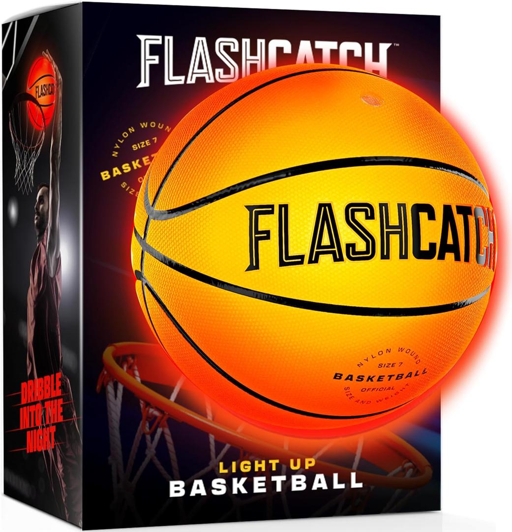 Light Up Basketball - Glow in The Dark - Sports Gear Accessories Gifts for Boys 8-15+ Year Old - Kids Teens Gift Birthday Ideas - Teen Boy Toys Ages 8 9 10 11 12 13 14 15 Outdoor Teenager