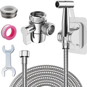 Handheld Bidet Sprayer Set, Toilet Bidet Attachment with 3-Way Faucet Diverter Bathroom Bidet WC Spray with 2M Hose, Used for Cleaning Sink, Bathroom Corner, Toilet, Personal Hygiene