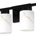 4-Light Bathroom Light Fixtures, Modern Vanity Lights, Black Metal Wall Lamp with White Marble Glass for Bathroom, Mirror, Living Room, Bedroom, Cabinet, Porch, Hallway, E26 Base