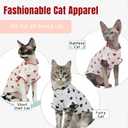 DENTRUN Soft Sphynx Cat Shirt, Breathable Heart Pattern Apparel for Cats | Perlin sleeves, breathable soft pajamas, cat clothes for cats only, Medium
