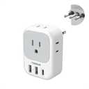 Italy Travel Plug Adapter PD 20W, TESSAN Type L Adapter for Travel with 4 Outlets 3 USB Ports (1 USB-C), Power Adaptor for US to Italy Chile Rome Uruguay Milan Libya