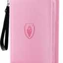 Fabmaker Premium 4 Pocket Zip Card Binder, Trading Card Binder for 320 Cards, Portable PU Card Collection Binder, Collector Card Album Folder for Game & Sports Cards (Pink) (4 Pocket - 10.2" x 7.5")