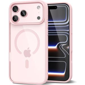 Oakxco for iPhone 17 Pro Max Case Clear Magnetic Compatible with Magsafe, Cute Thin Slim Transparent Anti-Yellow Acrylic, Hybird Hard Plastic & Silicone Girly Mag Safe Case for Women Men, Light Pink