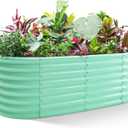 Land Guard 24 Tall 42ft Galvanized Raised Garden Bed Kit, Galvanized Planter Garden Boxes Outdoor, Oval Large Metal Raised Garden Bed for Vegetables (Lime Green, 422ft)