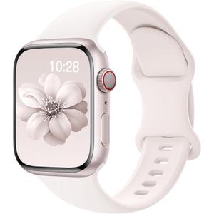 Sport Silicone Band Compatible with Apple Watch Bands 40mm 38mm 41mm 44mm 45mm 42mm 49mm Women Men,Soft Wristband Waterproof Replacement Sport Strap for iWatch Bands Series 9 8 7 6 5 4 3 2 1 SE Ultra (Light Blush)
