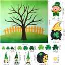 Moukeren Felt St. Patrick's Day Craft Kit Wall Shamrock DIY Felt Bulletin Board Set Shamrock Clover Tree Board with 96 Pcs Detachable Cauldron Gold Coins Ornaments Activity