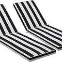 Lounge Chair Cushions Set of 2 for Outdoor Furniture 74x21x2.7 inch Premium Outdoor Chaise Lounge Cushions (Black White Stripe)