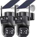 Kurain Dual Lens Solar Security Cameras Wireless Outdoor, 5G/2.4G WiFi 6, 360° View Pan/Tilt Home Security Camera with 6MP Color Night Vision, Motion Detection, 2-Way Audio, Spotlight Siren, 2Pack