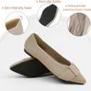 TINGRISE Women's Flats Shoes Pointed Toe Comfortable Dressy Knit Ballet Casual Work Shoes (6.5, Beige)
