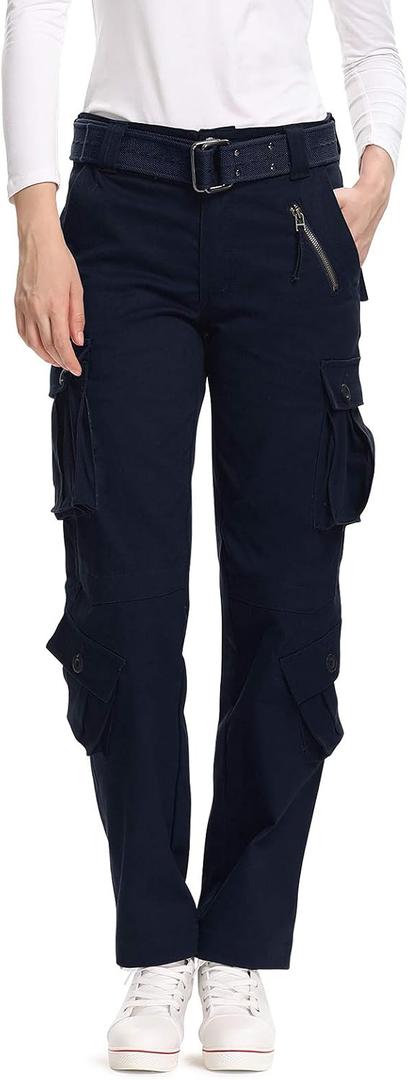 Women's Cotton Casual Cargo Pants Military Army Tactical Combat Work Trousers with 8 Pockets, Size: 16