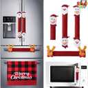 JOYIN 5 Pieces Christmas Fridge Handle Covers for Kitchen Refrigerator Microwave Oven Dishwasher Decoration Appliance, Xmas Santa Indoor Decor, Party Favor Supplies, Washable Holiday Door Dcor