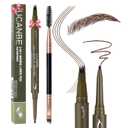 UCANBE Eyebrow Pencils for Women with Spoolie Brush, Dual-Ended Eyebrow Pen with 4-Fork-Tip & Gel Eyeliner, Microblading Brow Pen with Eyeliner Pencil + Brow Brush for Hair Like Brows, Dark Brown