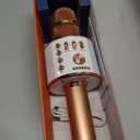 BONAOK Wireless Bluetooth Karaoke Microphone,3-in-1 Portable Handheld Karaoke Mic Speaker Machine Home Party Birthday for All Smartphones PC(Q37 Rose Gold)