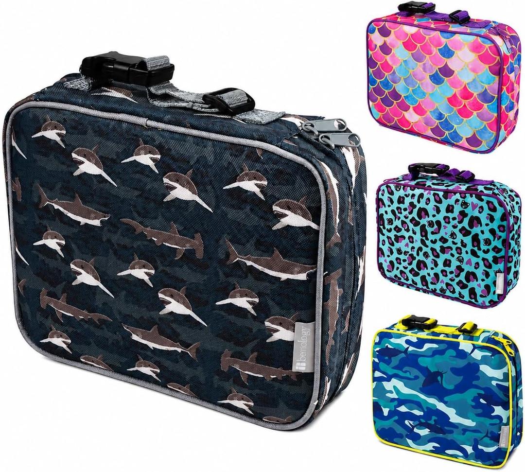 Premium Insulated Lunch Box for Boys- Built to Last W/Solid Metal Frame | Heavy-Duty Zipper, Water Resistant Lining, Clip On Handle, Kids Cooler Sleeve Reusable Lunch Bag Fits Bento Box, Easy-Clean