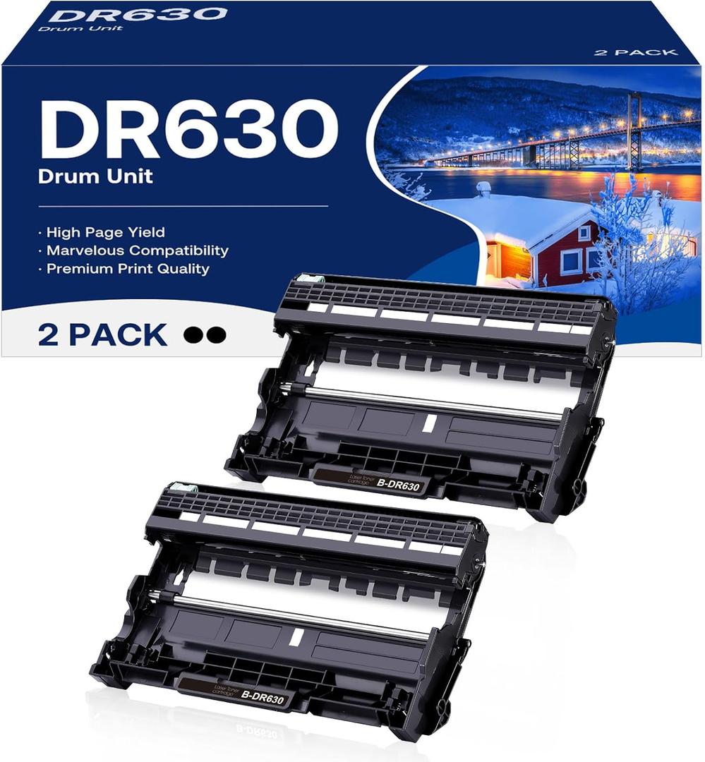 DR630 Drum Unit High Yield Compatible for Brother DR 630 DR-630 Replacement for HL-L2300D HL-L2320D HL-L2340DW HL-L2360DW HL-L2380DW MFC-L2700DW MFC-L2720DW DCP-L2520DW Printer (2 Pack, NOT Toner)