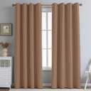 PFAS Free Mocha Linen Curtains 96 inch Length 2 Panels Set Burg 100% Blackout Long Drapes for Bedroom Living Room Blackout Darkening Curtain Thermal Insulated (52x96 inch,Mocha)