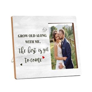 RYSMH Wedding Picture Frame, Couple Wood Photo Frame, Engagement Anniversary Wedding Valentines Day Gifts For Couple Husband Wife, The Best Is Yet To Come World Frame -g05