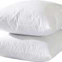 18x18 Decorative Throw Pillow Inserts-Down Feather Pillow Inserts-Square-Cotton Fabric-Set of 2-White.