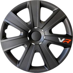 Alpena VR Carbon Vehicle Wheel Covers, Premium European-Made Rim Covers with 3-Step Retention System, Durable Hub Caps Fits Most Steel Wheels, Set of 4, 16 inch (Black)