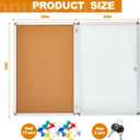 Geetery 36 x 24 Inch Enclosed Bulletin Board with Locking Door Fabric Cork Outdoor Bulletin Board Lockable Display Case, Tamperproof Aluminum Frame Noticeboard Wall-Mounted for School, Office