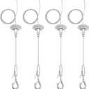 4 Pack 6ft Ceiling Sign Hanger Wire Kit, 2m Adjustable Suspension Hanging Cable Wire with Hook Wall Mount Suspension Cable for Art Work LED Screen, Billboard, Lights ,Mirror Picture , Holds Up to 10KG