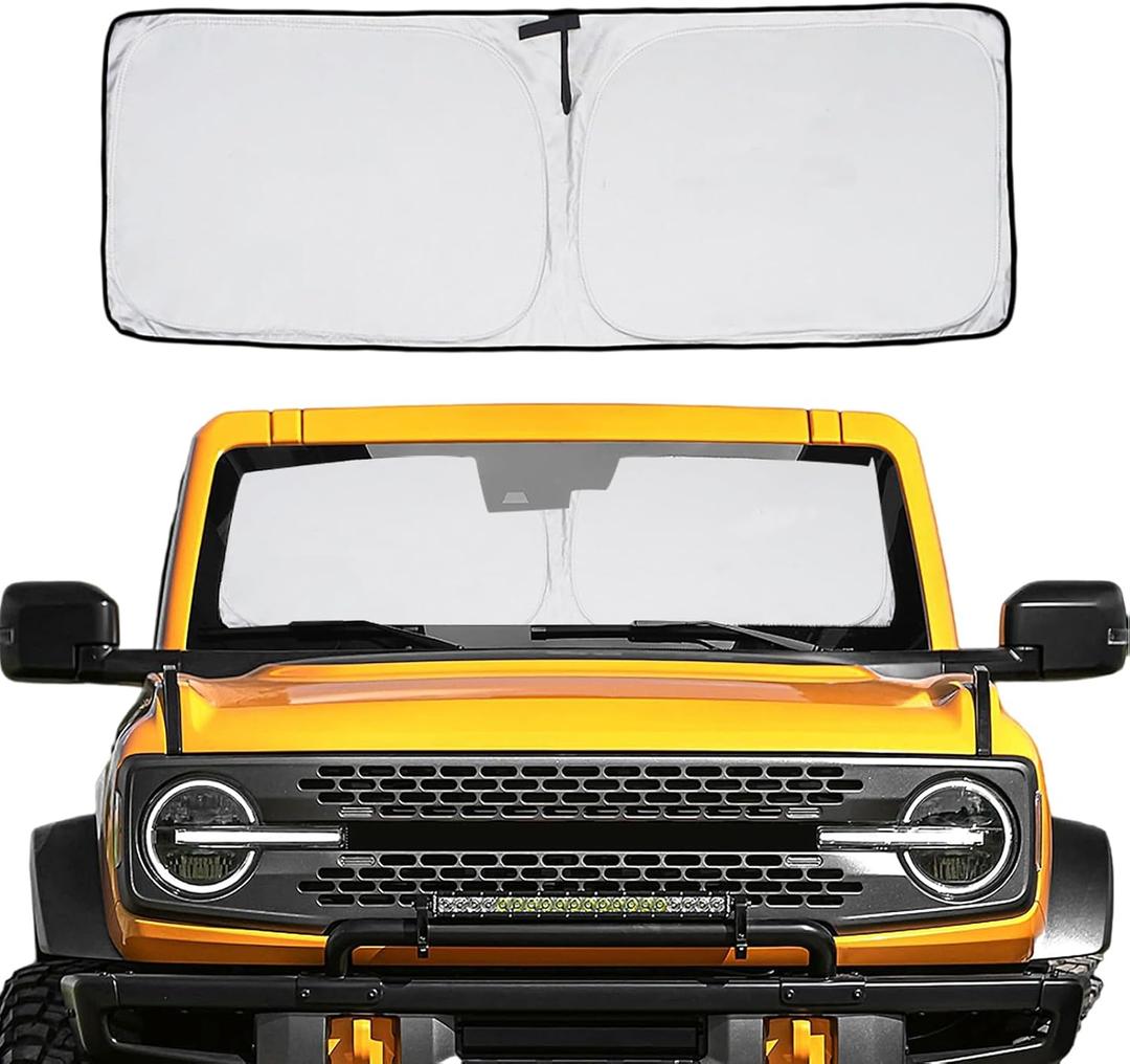 Car Windshield Sun Shade for Blocks UV Rays Sun Visor Protector, Front Window Sunshade Visor Compatible with Bronco 2/4 Door 2021 2022 2023 2024 2025 Interior Accessories