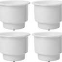 Amarine Made 4Pcs Marine Plastic Cup Drink Holder with Drain Insert, White