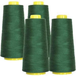 AK Trading 4-Pack PINE GREEN All Purpose Sewing Thread Cones (6000 Yards Each) of High Tensile Polyester Thread Spools for Sewing, Quilting, Serger Machines, Overlock, Merrow & Hand Embroidery
