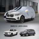 Multi-Layer Car Cover Custom Fit for BMW X3(2010-2026), 100% Waterproof All Weather for Automobiles, Gift with Towel, Heavy Duty Car Covers for Rain Sun UV Protection with Door Zipper.