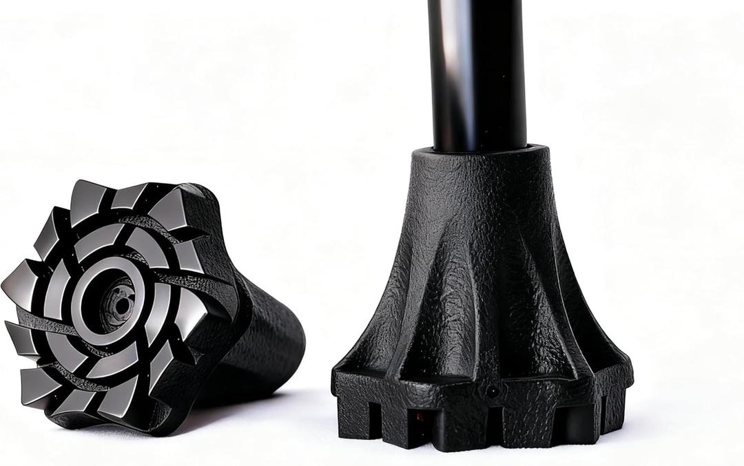 Upgraded Cane Tips – Self Standing Crutch Tips with Metal Reinforced Plate at Cane Joint, Tire-Inspired Anti-Slip Design, Fits 7/ 8 inch Crutches Walking Canes & Offset Canes 2 Pack
