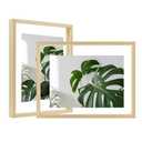 Egofine 8.5x11 Floating Frames Set of 2, Double Plexiglass Picture Frame, Made of Solid Wood Display Any Size Photo up to 8.5x11, Wall Mount or Tabletop Standing, Natural Wood