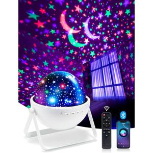 Star Projector for Kids Room, 15 Colors+Bluetooth Music Star Night Light Projector for Bedroom,360Rotating+AUTO Timer Kids Night Light, Remote Star Projector Lights for Bedroom,Boy Girls Baby Gifts (White)
