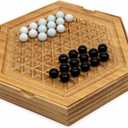 Abalone Board Game, Marble Strategy Game, Solid Wooden Game with 28 Marbles, 2 Player Games, Abalone Game, Marble Chess Game, Intellectual Chess Board Game, Strategy Games for Adults, Small