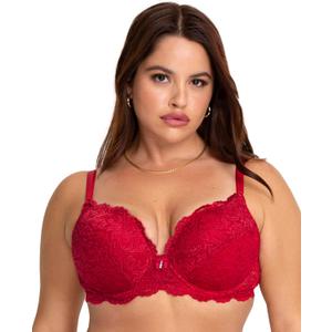 Smart & Sexy Women's Maximum Cleavage Underwire Push Up Bra (34C, No No Red)