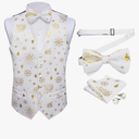 DiBanGu Mens Christmas Suit Vest Festive Xmas Dress Waistcoat and Bowtie Set Vacation Holiday Dress Vest for Tuxedo Party 2XL White Gold