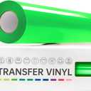 VinylRus Heat Transfer Vinyl-12 x 20ft Neon Green Iron on Vinyl Roll for Shirts, Fluorescent Green HTV Vinyl for Silhouette Cameo,Easy to Cut & Weed