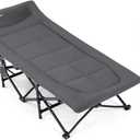 Sportneer Camping Cots for Adults, Sleeping Cot with Cushion Max Load 450 LBS Heavy Duty Folding Camping Sleeping Cot with Padded for Camping Tent Office Sleep Over (Grey, 73" Lx27 Wx14.5 H) (73"Lx27"Wx15.7"H)