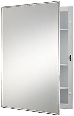 Jensen 420BCX Stainless Steel Frame 16.125 by 22.1875 Medicine Cabinet, 16.12" x 22.18"