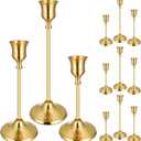 12PCS Brass Gold Taper Candle Holders Set, Vintage Metal Candlestick Holders for Table Centerpiece, Wedding Reception, Festive Christmas Mantel Decoration