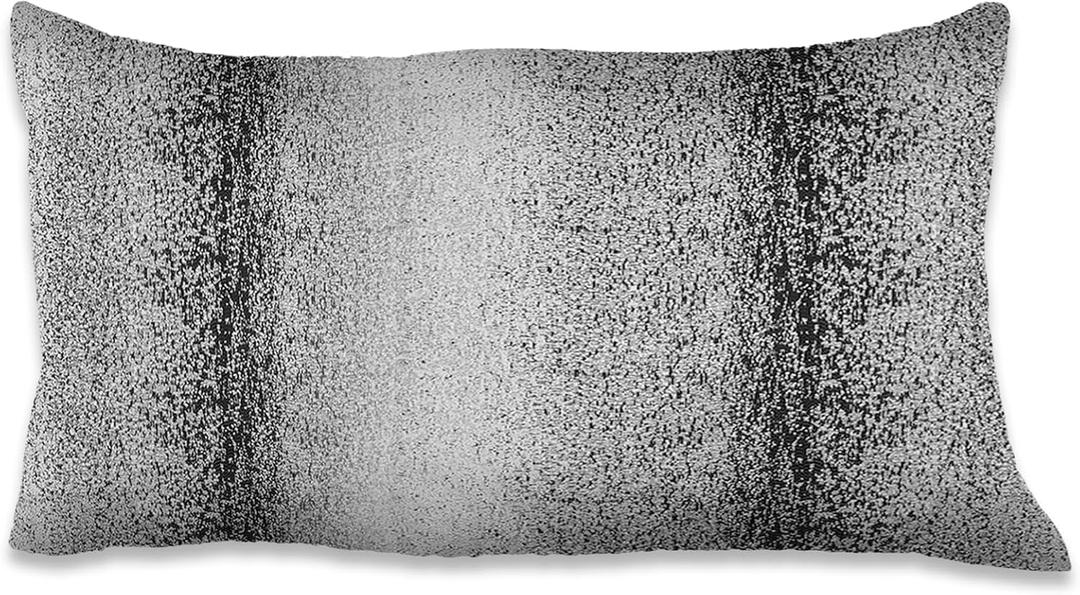 Majestic Giftware 2 Pack Jacquard Decorative Throw Pillow Cover (PC1203S-2PK) | Silver/Black Soft & Washable Cushion Covers with Zipper for Sofa, Bedroom (12"x20") Inserts Not Included (20" x 12" (Pack of 2))